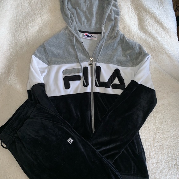 Fila Tops - Fila Color Block Velour Tracksuit